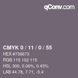 カラーコード: CMYK 0 / 11 / 0 / 55 | qconv.com