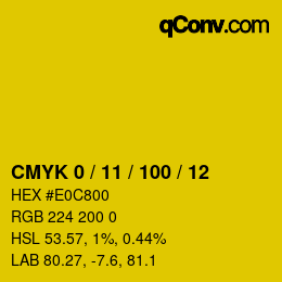 颜色代码: CMYK 0 / 11 / 100 / 12 | qconv.com