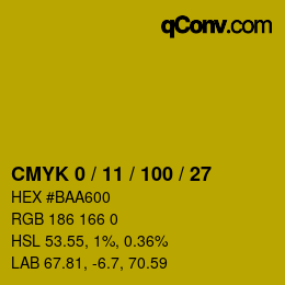 颜色代码: CMYK 0 / 11 / 100 / 27 | qconv.com