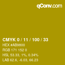 颜色代码: CMYK 0 / 11 / 100 / 33 | qconv.com