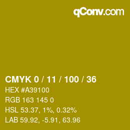 颜色代码: CMYK 0 / 11 / 100 / 36 | qconv.com