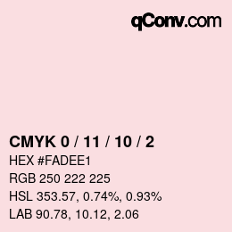 カラーコード: CMYK 0 / 11 / 10 / 2 | qconv.com
