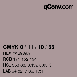 カラーコード: CMYK 0 / 11 / 10 / 33 | qconv.com