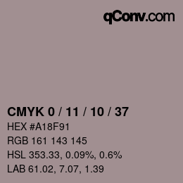 カラーコード: CMYK 0 / 11 / 10 / 37 | qconv.com
