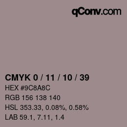 Código de color: CMYK 0 / 11 / 10 / 39 | qconv.com