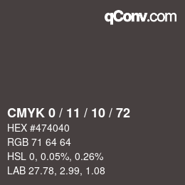 Color code: CMYK 0 / 11 / 10 / 72 | qconv.com
