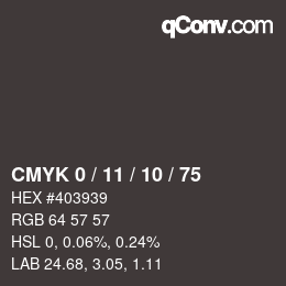 カラーコード: CMYK 0 / 11 / 10 / 75 | qconv.com