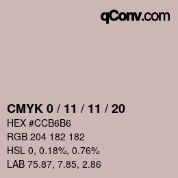 カラーコード: CMYK 0 / 11 / 11 / 20 | qconv.com