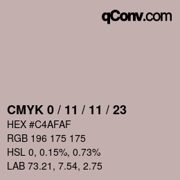 カラーコード: CMYK 0 / 11 / 11 / 23 | qconv.com