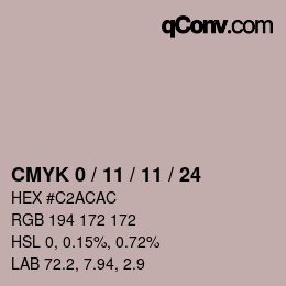 カラーコード: CMYK 0 / 11 / 11 / 24 | qconv.com
