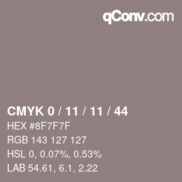 カラーコード: CMYK 0 / 11 / 11 / 44 | qconv.com