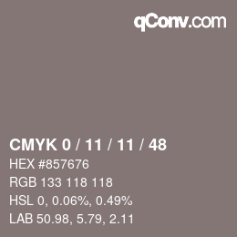 Color code: CMYK 0 / 11 / 11 / 48 | qconv.com