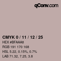 カラーコード: CMYK 0 / 11 / 12 / 25 | qconv.com