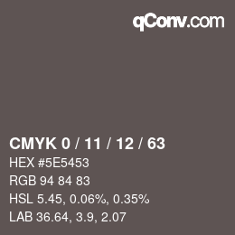 Color code: CMYK 0 / 11 / 12 / 63 | qconv.com
