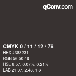 颜色代码: CMYK 0 / 11 / 12 / 78 | qconv.com