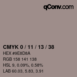 カラーコード: CMYK 0 / 11 / 13 / 38 | qconv.com