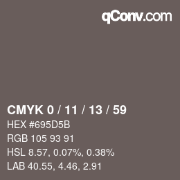 カラーコード: CMYK 0 / 11 / 13 / 59 | qconv.com