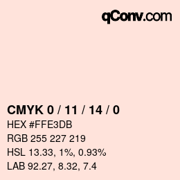 颜色代码: CMYK 0 / 11 / 14 / 0 | qconv.com
