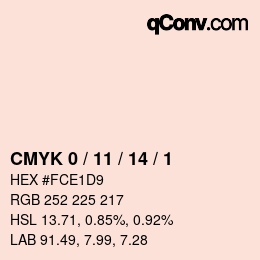 カラーコード: CMYK 0 / 11 / 14 / 1 | qconv.com