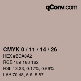 カラーコード: CMYK 0 / 11 / 14 / 26 | qconv.com