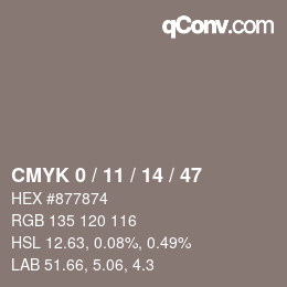 Farbcode: CMYK 0 / 11 / 14 / 47 | qconv.com