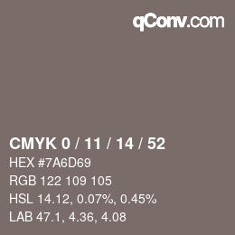 Color code: CMYK 0 / 11 / 14 / 52 | qconv.com