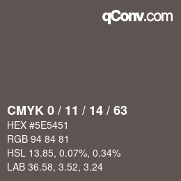 カラーコード: CMYK 0 / 11 / 14 / 63 | qconv.com