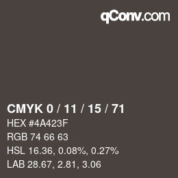 Color code: CMYK 0 / 11 / 15 / 71 | qconv.com