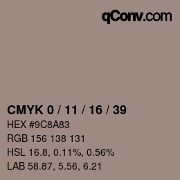 Color code: CMYK 0 / 11 / 16 / 39 | qconv.com