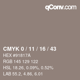 Color code: CMYK 0 / 11 / 16 / 43 | qconv.com