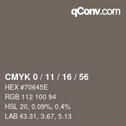 颜色代码: CMYK 0 / 11 / 16 / 56 | qconv.com