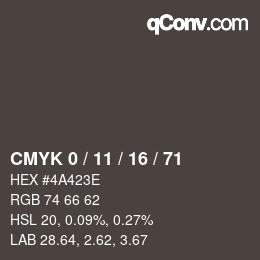 Color code: CMYK 0 / 11 / 16 / 71 | qconv.com