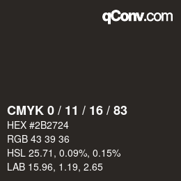 Color code: CMYK 0 / 11 / 16 / 83 | qconv.com