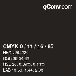 Color code: CMYK 0 / 11 / 16 / 85 | qconv.com