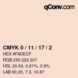 Code couleur: CMYK 0 / 11 / 17 / 2 | qconv.com