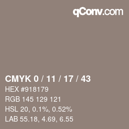 颜色代码: CMYK 0 / 11 / 17 / 43 | qconv.com