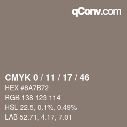 颜色代码: CMYK 0 / 11 / 17 / 46 | qconv.com