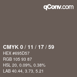 カラーコード: CMYK 0 / 11 / 17 / 59 | qconv.com