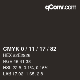 Color code: CMYK 0 / 11 / 17 / 82 | qconv.com