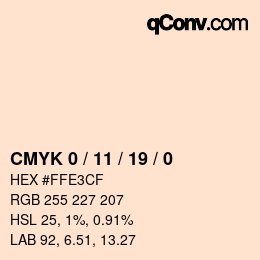 カラーコード: CMYK 0 / 11 / 19 / 0 | qconv.com