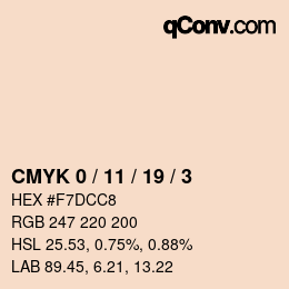 カラーコード: CMYK 0 / 11 / 19 / 3 | qconv.com