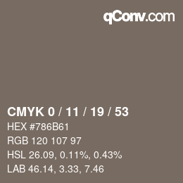 カラーコード: CMYK 0 / 11 / 19 / 53 | qconv.com