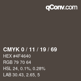 颜色代码: CMYK 0 / 11 / 19 / 69 | qconv.com