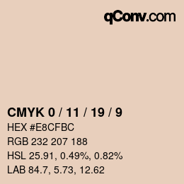 Color code: CMYK 0 / 11 / 19 / 9 | qconv.com