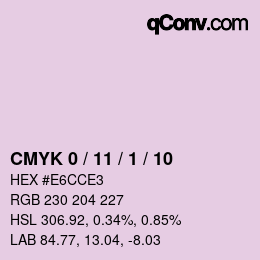 カラーコード: CMYK 0 / 11 / 1 / 10 | qconv.com