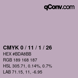 カラーコード: CMYK 0 / 11 / 1 / 26 | qconv.com