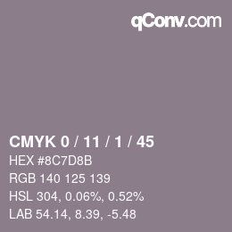 Color code: CMYK 0 / 11 / 1 / 45 | qconv.com