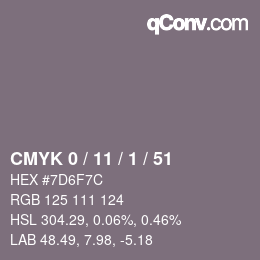 颜色代码: CMYK 0 / 11 / 1 / 51 | qconv.com