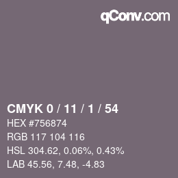 カラーコード: CMYK 0 / 11 / 1 / 54 | qconv.com