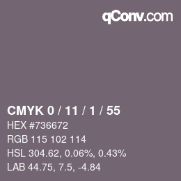 颜色代码: CMYK 0 / 11 / 1 / 55 | qconv.com